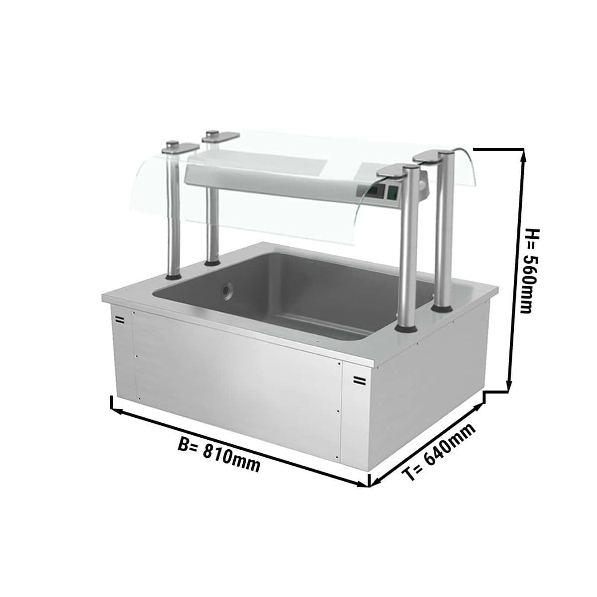 Einbau Eiswanne - 0,8m - 2x GN 1/1 - mit Glas-Hustenschutz