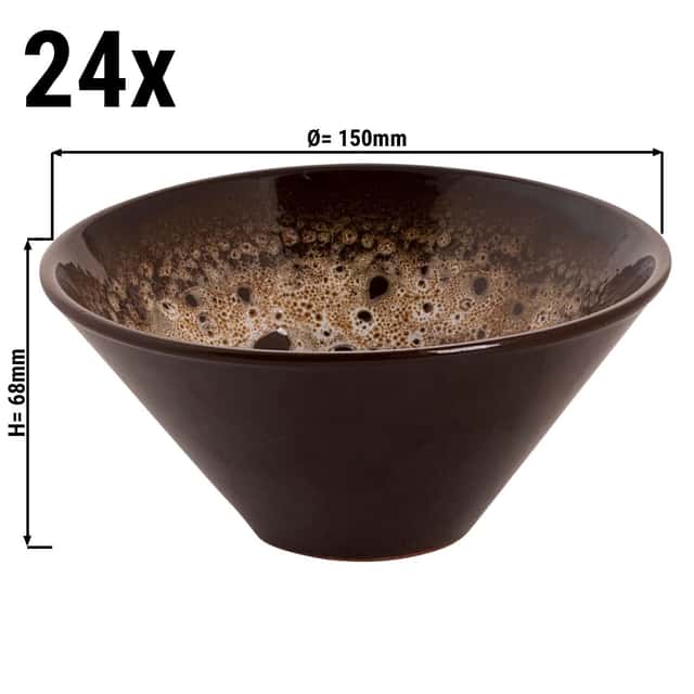 (24 Kusů) SABANA - Miska - Ø 15 cm 500 ml - hnědá / bílá