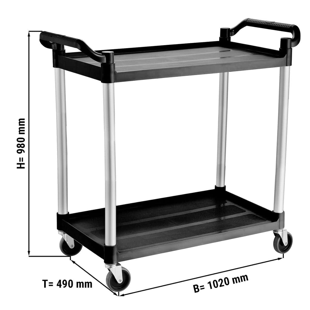 Servierwagen aus Kunststoff - 1020x490mm - mit 2 Abstellflächen