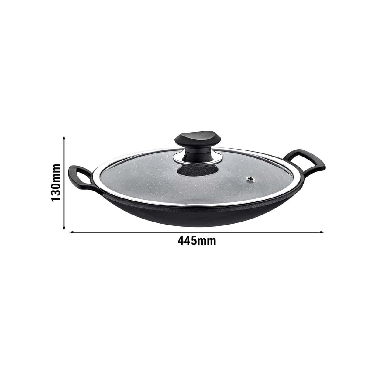 Wok Ø 340 mm Antihaft mit Glasdeckel 