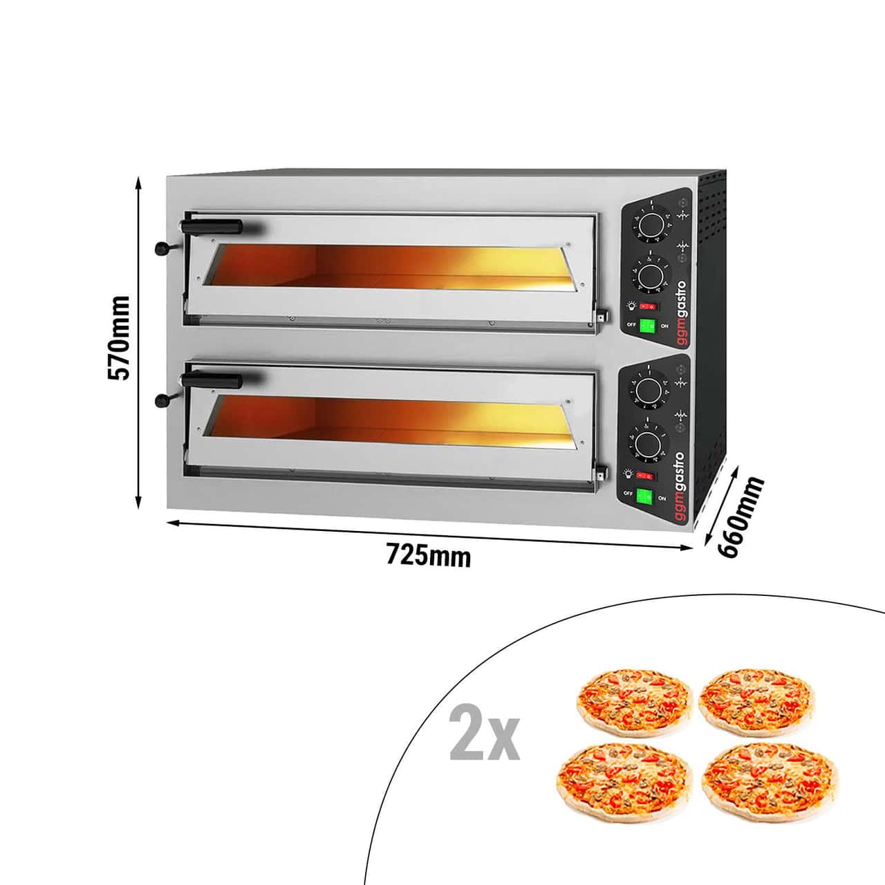 Elektro Pizzaofen - 4+4x 24cm - Manuell