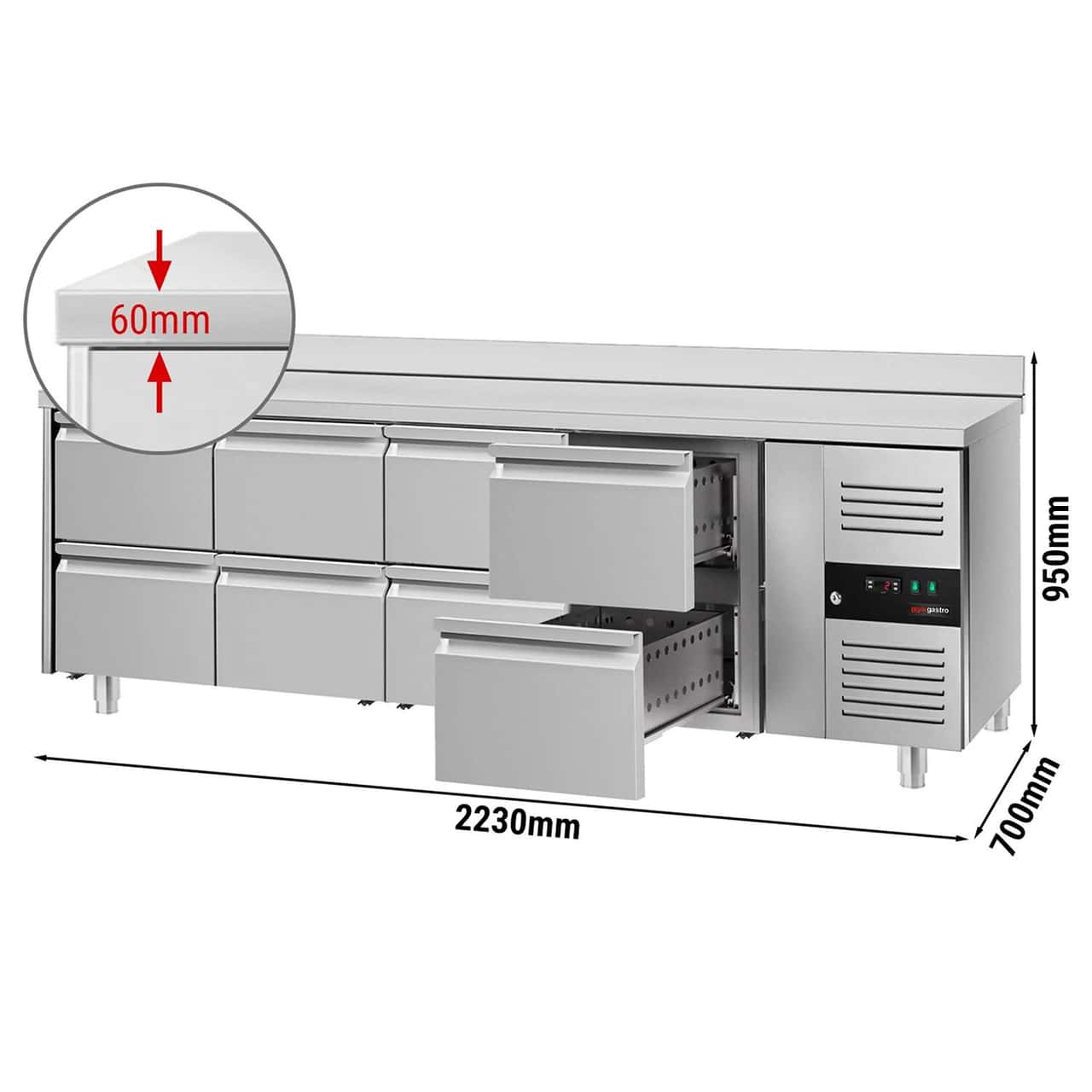 Chladicí stůl ECO - 1795x700mm - s 8 zásuvkami & obkladovým panelem