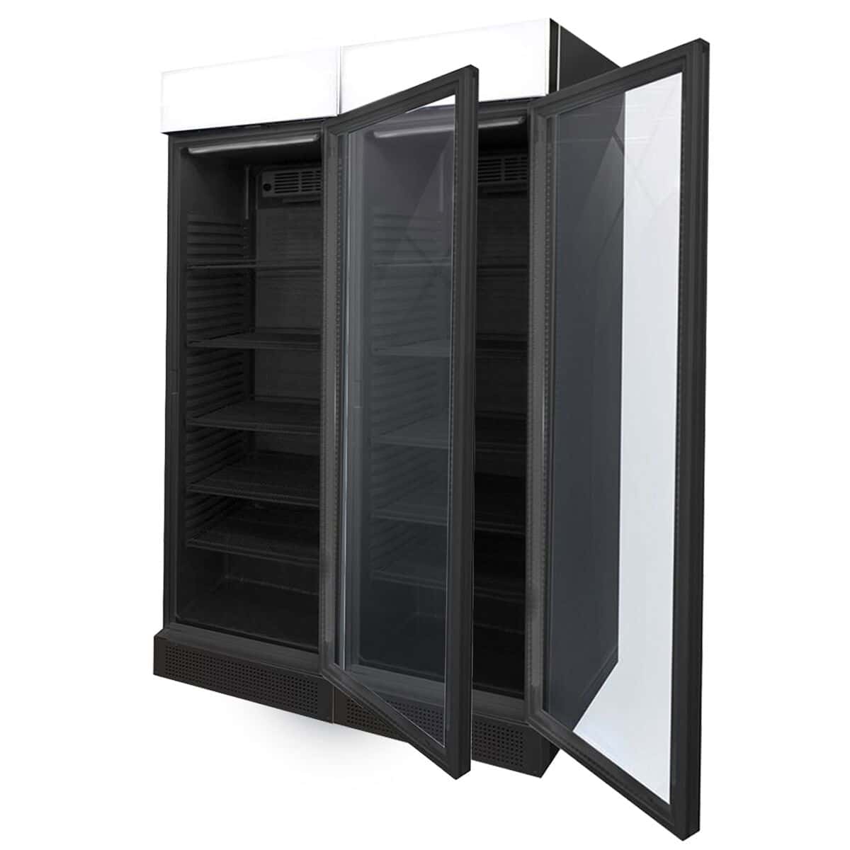 (2 Stück) Getränkekühlschrank - 690 Liter - rahmenloses Design - 2 Glastüren & Werbedisplay