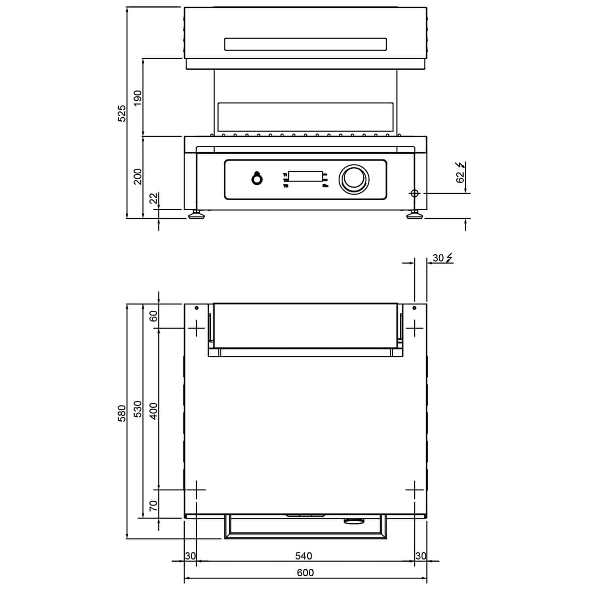 Electric Pita Oven/ Salamander - 4,5 kW - 220 Volt - Electronic Control