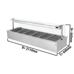 Einbau Bainmarie - 2,1m - 6x GN 1/1 - mit Glas-Hustenschutz