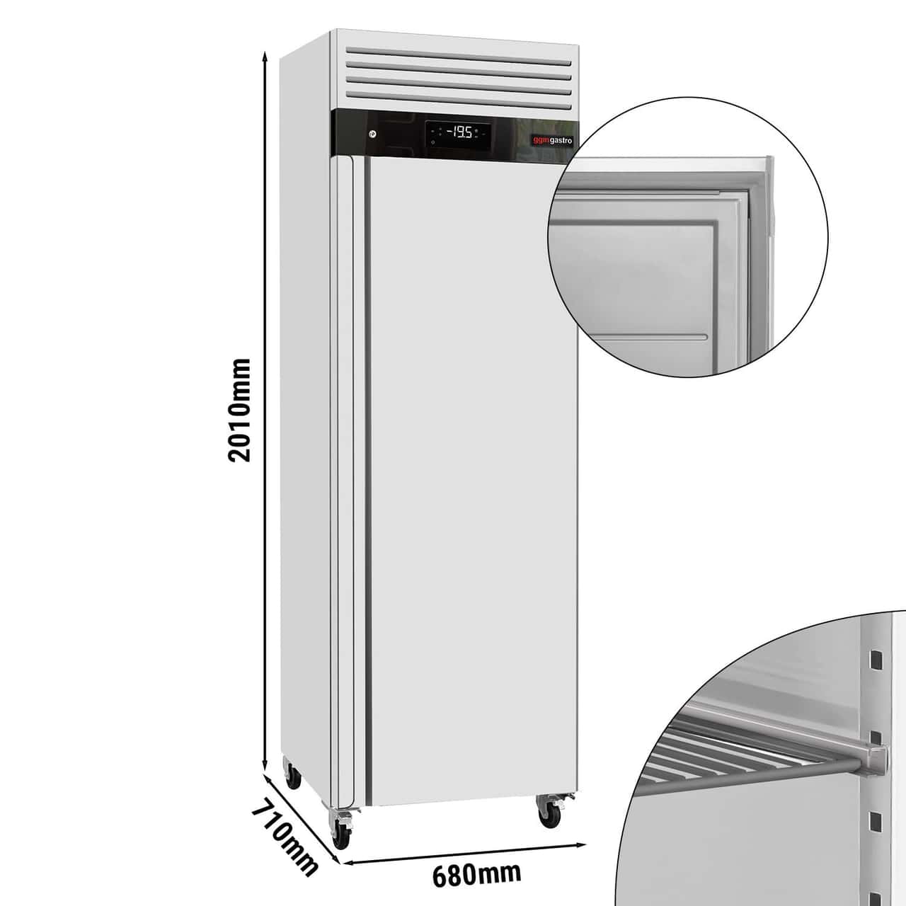 Tiefkühlschrank Edelstahl ECO - 600 Liter - mit 1 Tür - Innentür aus Kunststoff