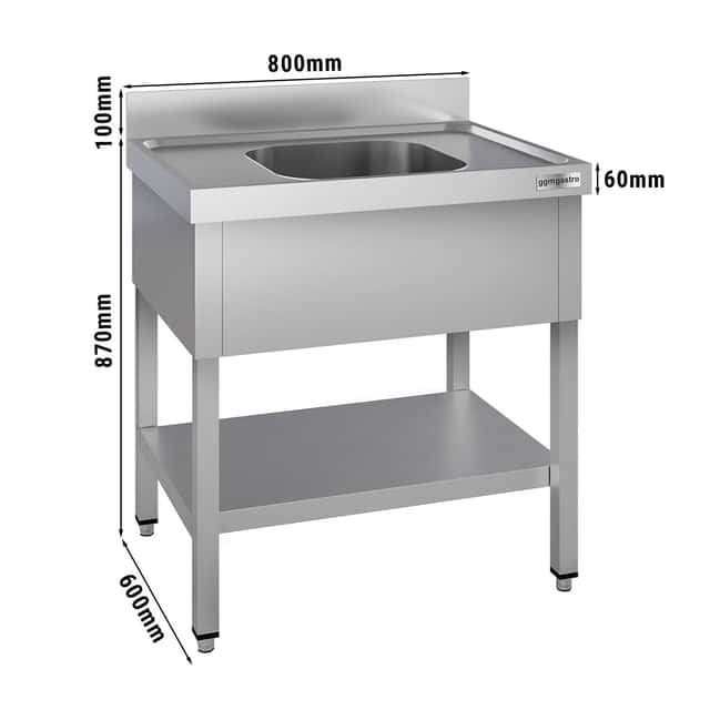 Spültisch ECO - 800x600mm - mit Grundboden & 1 Becken