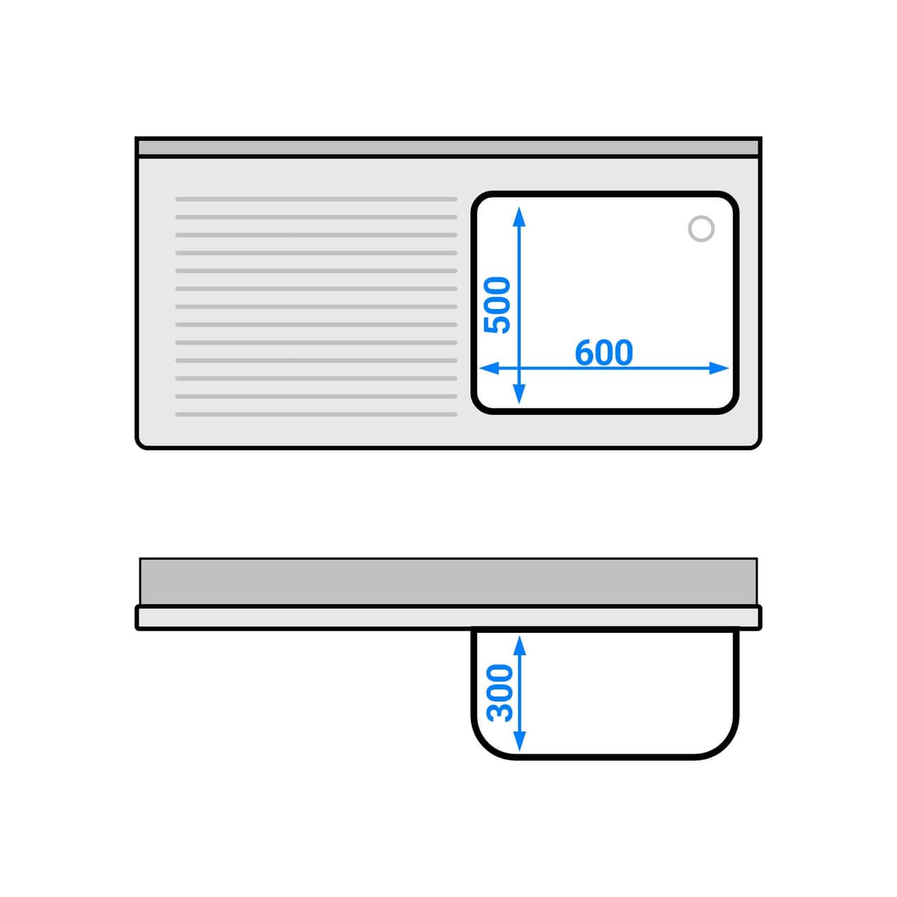 Spülschrank ECO - 1400x700mm - mit 1 Becken rechts