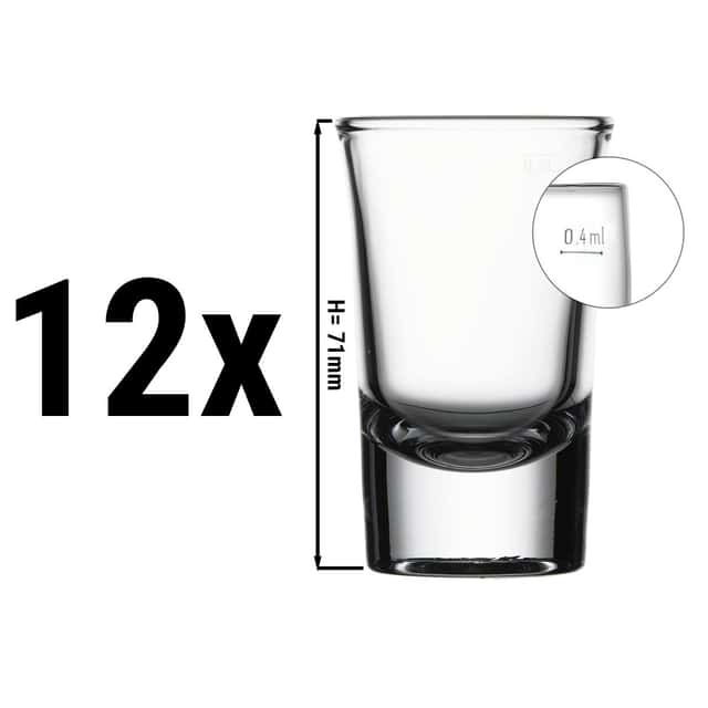 (12 Stück) Schnappsglas - SPECIALS - 40 cc - geeicht bei 20 cc