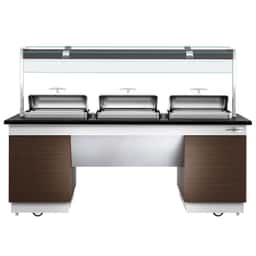 Buffettheke DUBLIN - 2300mm - mit 3 Chafing Dishes & Rollen