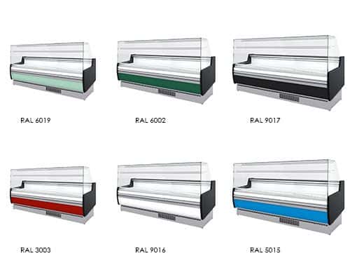 Chladicí pult - 2560 mm - s LED osvětlením a 1 policí - standardně s černým čelním panelem