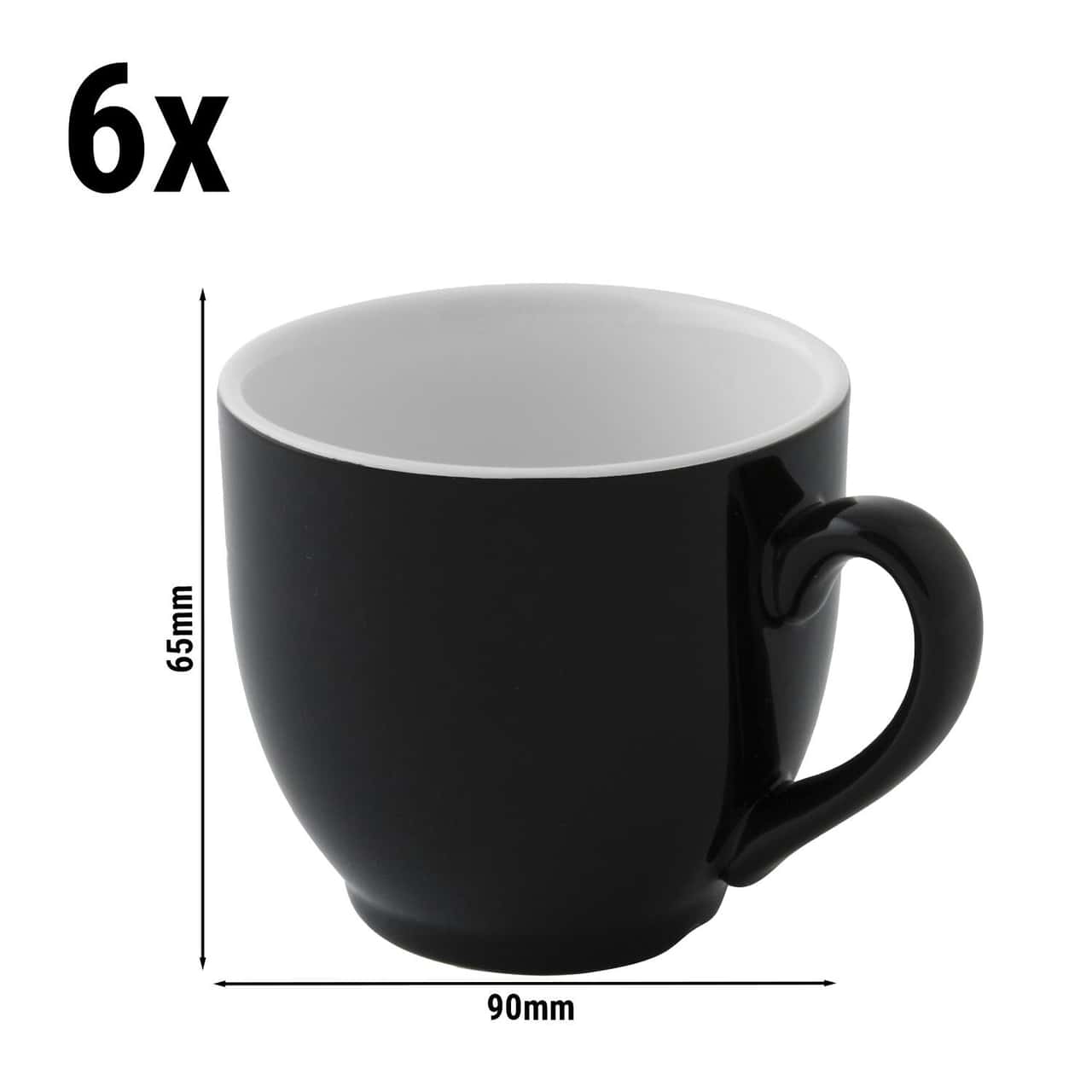 (6 Stück) COLORS - Kaffeetasse - 140ml - Schwarz