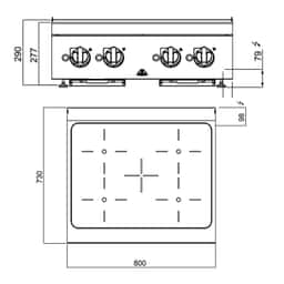 Induktionsherd - 14 kW - 4 Kochfelder