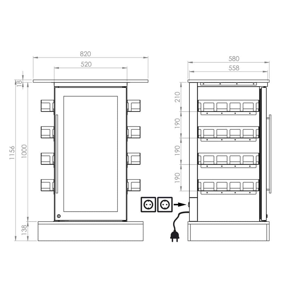 Konferenzkühlschrank - 820mm - 110 Liter - mit 1 Glasflügeltür