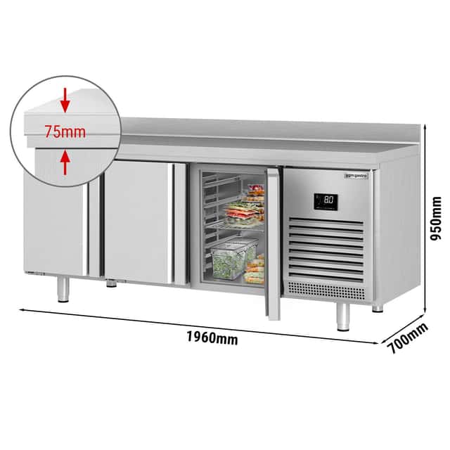 Kühltisch Premium PLUS - 1960x700mm - mit 3 Türen & mit Aufkantung