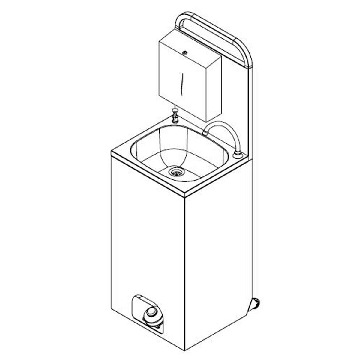 Mobiles Handwaschbecken - Edelstahl - mit Mischbatterie, Seifen- & Papierhandtuchspender