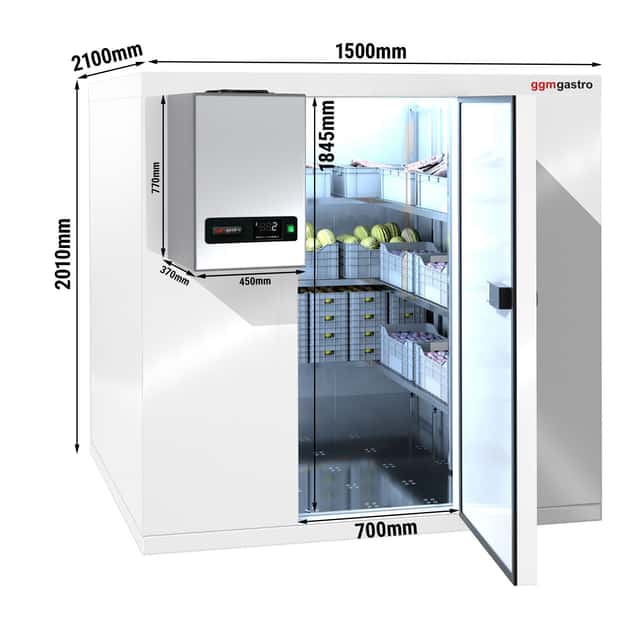 Kühlzelle - 1500x2100mm - 4,8m³ - inkl. Kühlaggregat