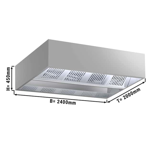 Induktions-Deckenhaube - 2,4m - mit Filter & LED Lampe