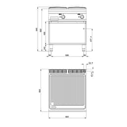 Elektrická grilovací deska - 13,7 kW - drážkovaná