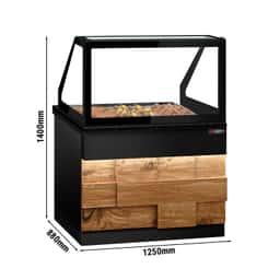 Warmhaltetheke TORONTO - 1250mm - Holzfront - für 3x GN 1/1- schwarze Granit-Arbeitsplatte