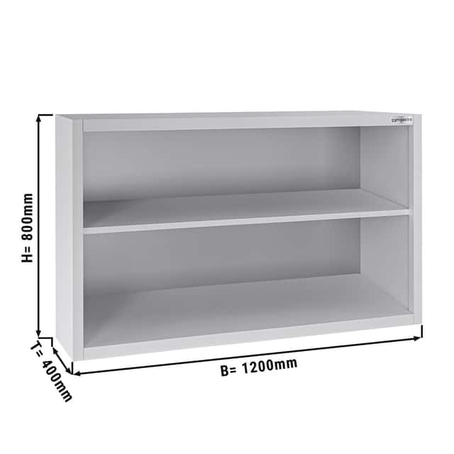 Edelstahl Wandhängeschrank ECO - 1200x400mm - ohne Schiebetür 800mm hoch