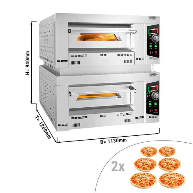 Gas Pizzaofen - 6+6x 34cm (Tief) - Manuell - mit Zwischenrahmen