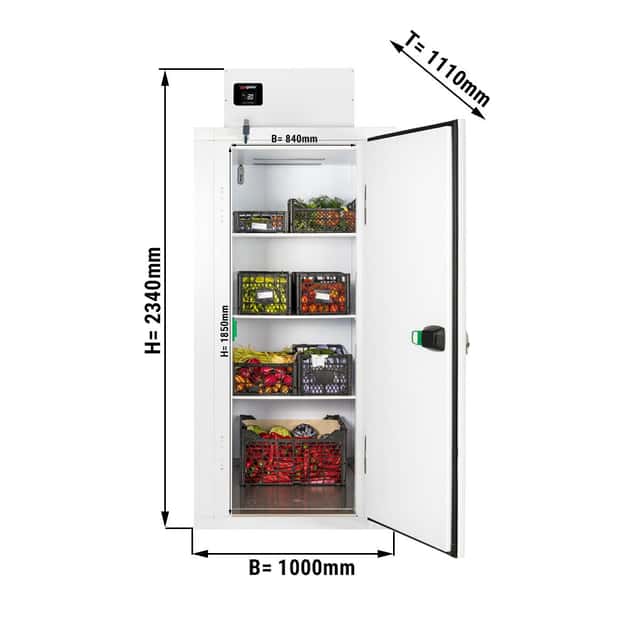 Kompakte Kühlzelle - 1000x1100mm - 1,59m³ - mit 3 Ablagen