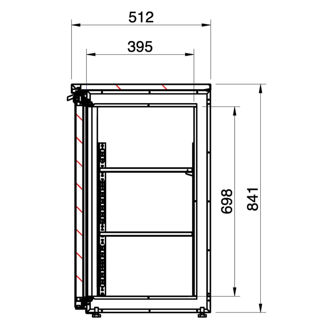 Bar- & Getränkekühltisch Premium - 1989x528mm - 410 Liter - mit 3 Glastüren