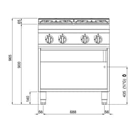 Gasherd - 34,5 kW - 4 Brenner