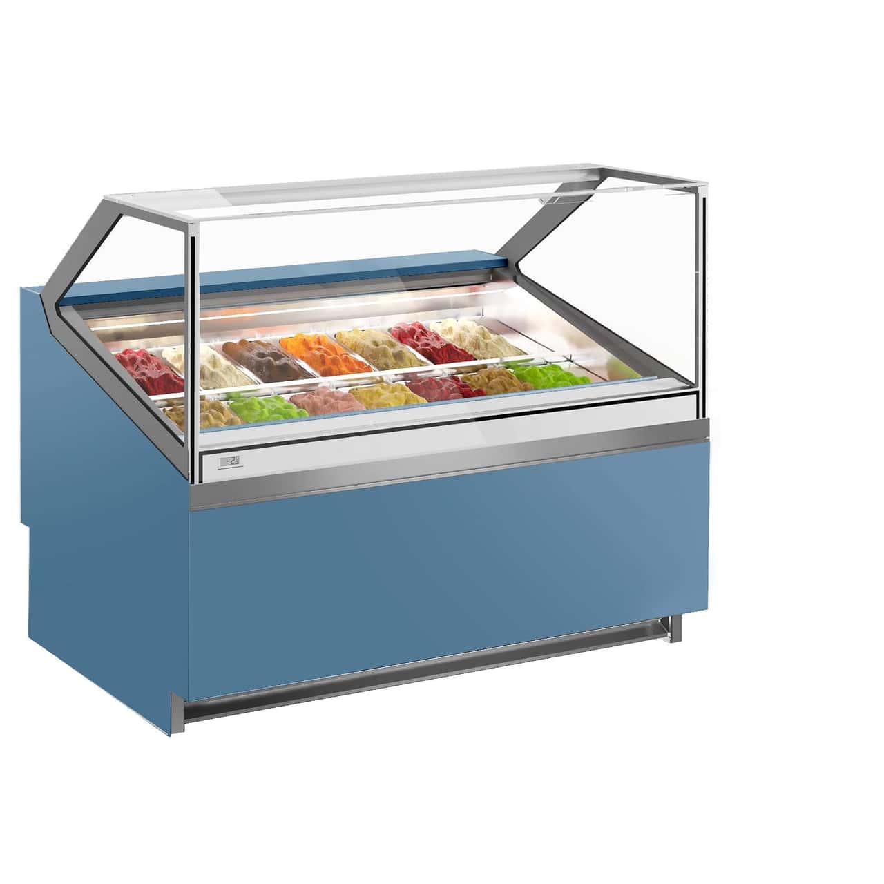 Ice cream counter IVY - 1200mm - Air circulation - for 14x 5 liter containers - Blue