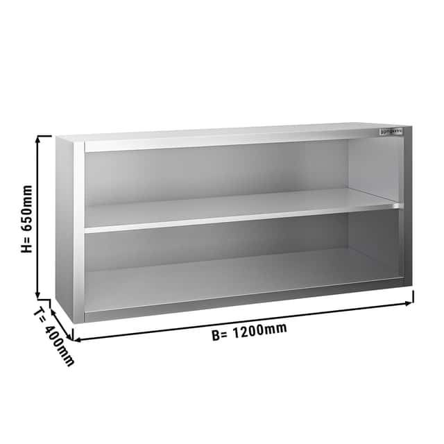 Edelstahl Wandhängeschrank PREMIUM - 1200x400mm - ohne Schiebetür - 650mm hoch