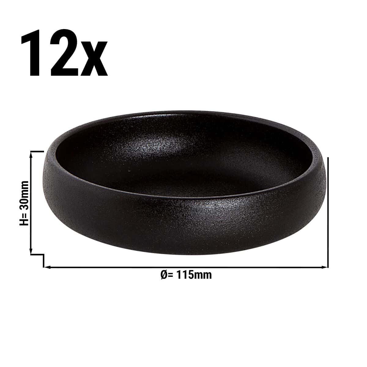 (12 Kusů) UNIVERSE - Miska Maastricht - 20 cl - Ø 11,5 cm - černá