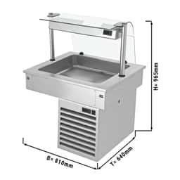 Einbau Kühlwanne - 0,8m - +2 ~ +8 °C - 2x GN 1/1 - mit Glas-Hustenschutz