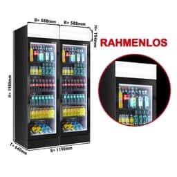 (2 Stück) Getränkekühlschrank - 690 Liter - rahmenloses Design - 2 Glastüren & Werbedisplay