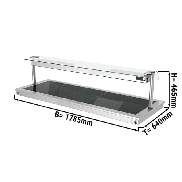 Einbau Warmhalteplatte - 1,8m - 5x GN 1/1 - mit Glas-Hustenschutz