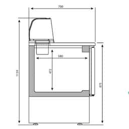 Saladette Premium PLUS - 978mm - 2 Türen - für 5x GN 1/6 - Glasaufsatz