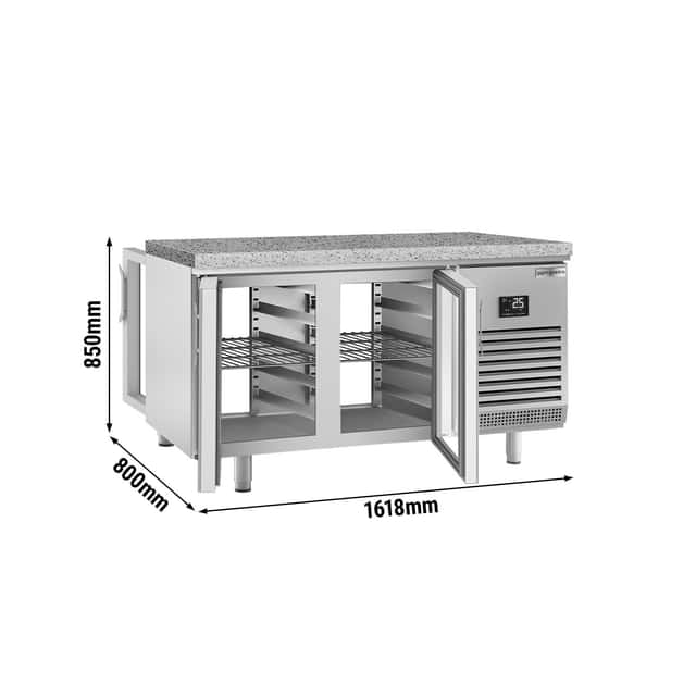 Bäckereikühltisch Premium PLUS - 1618x800mm - mit Durchreiche & Granitarbeitsplatte