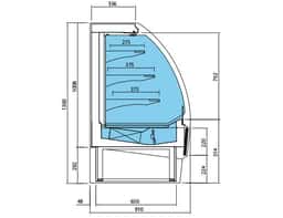 Wandkühlregal - 978mm - 274 Liter - mit LED-Beleuchtung & 3 Ablagen - hinten geschlossen