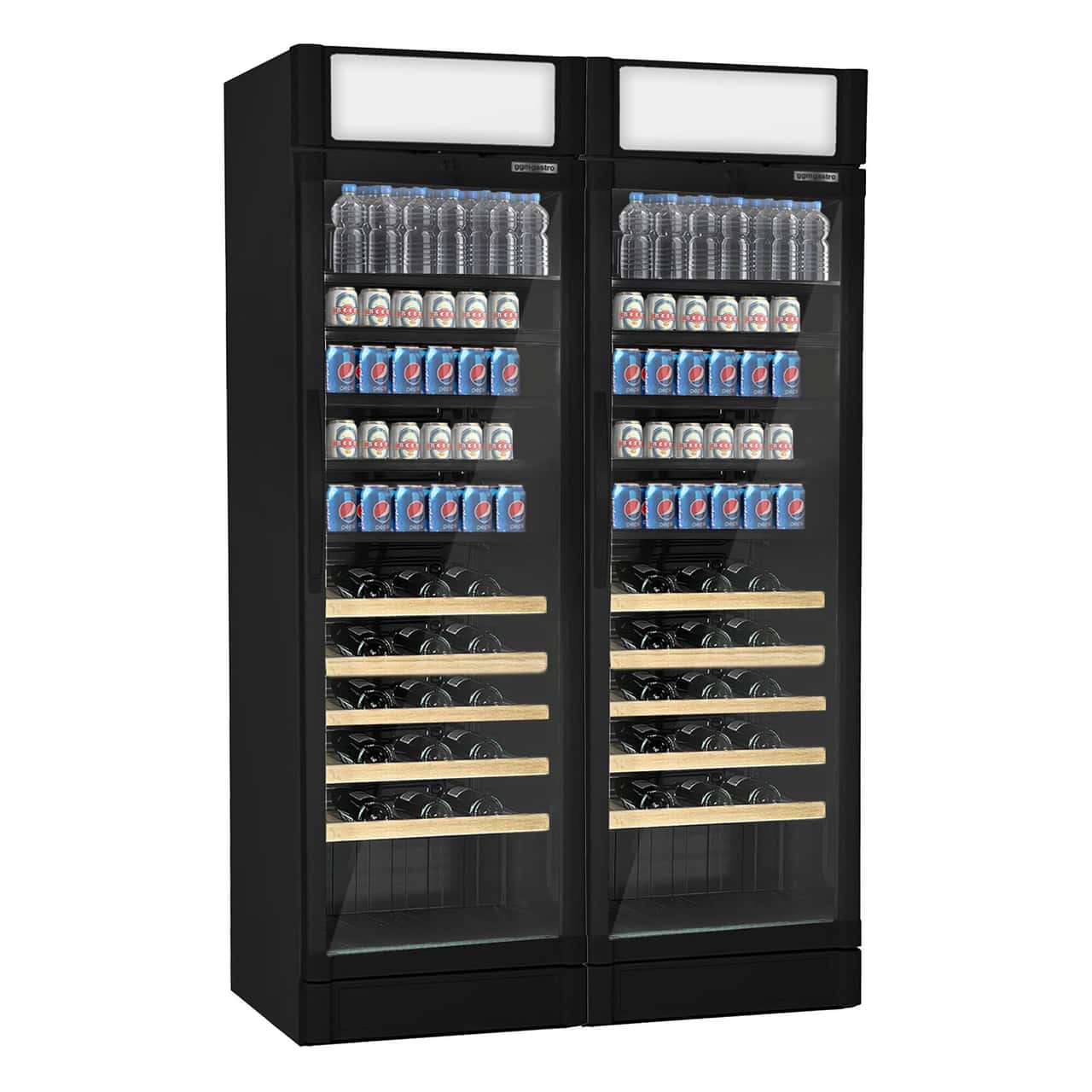 (2 Stück) Getränkekühlschrank - 690 Liter - 2 Glastüren & Werbedisplay