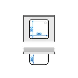 Spültisch PREMIUM - 800x700mm - mit Grundboden & 1 Becken