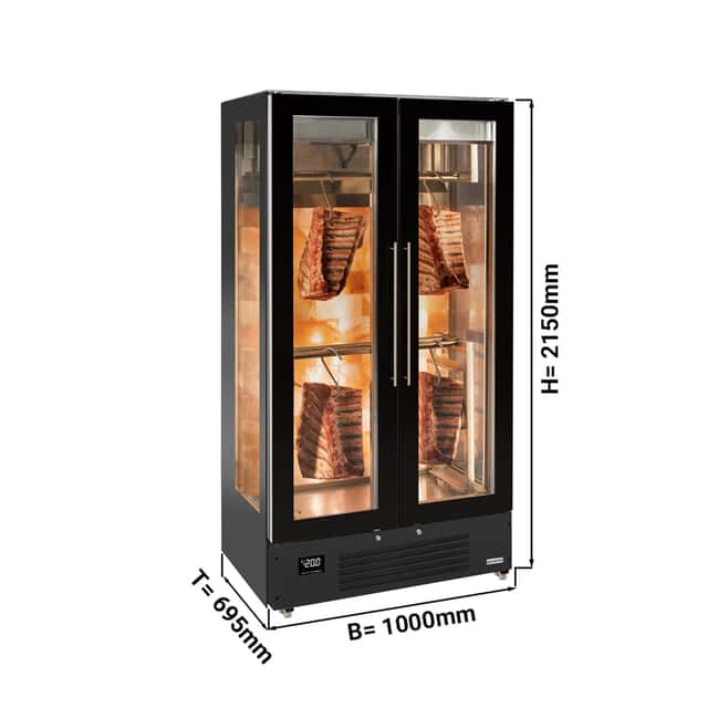 Dry Aging Fleischreifeschrank - 1,0 x 0,69 m - mit 2 Glastüren