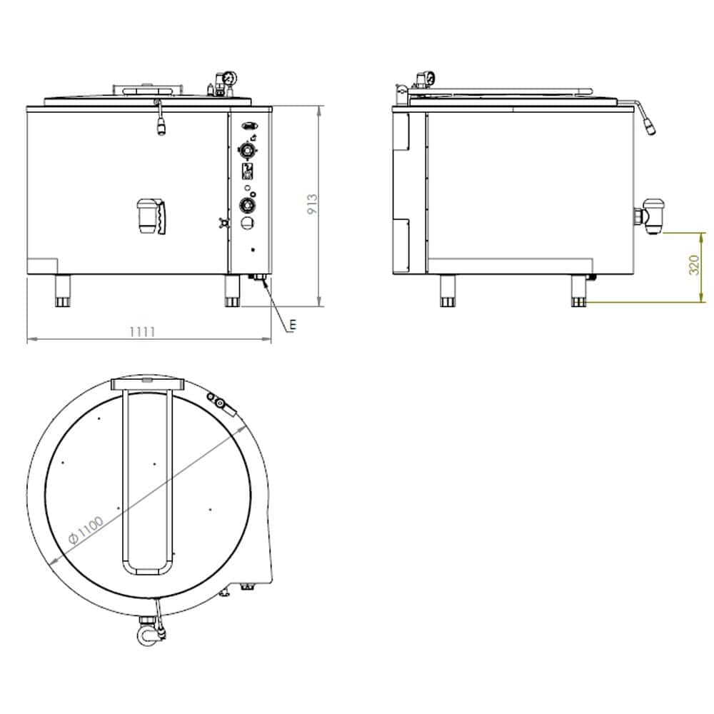 Elektro Kochkessel - 300 Liter - 27 kW - Indirekte Beheizung