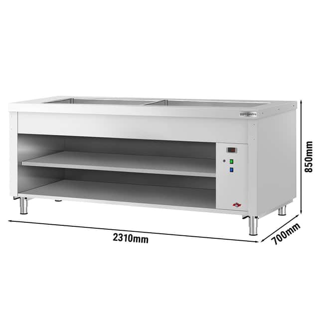 Buffettheke KOPENHAGEN - 2310mm - mit Bainmarie - mit LED-Beleuchtung - für 6x GN 1/1 - Edelstahl