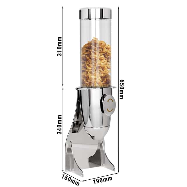 Müsli & Cornflakesspender -Ø 115mm - Chrom - Drehausgabe