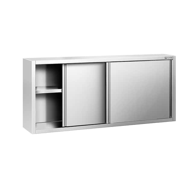 Edelstahl Wandhängeschrank PREMIUM - 1800x400mm - mit Schiebetür - 800mm hoch