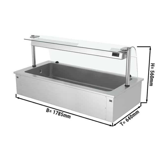 Einbau Eiswanne - 1,8m - 5x GN 1/1 - mit Glas-Hustenschutz