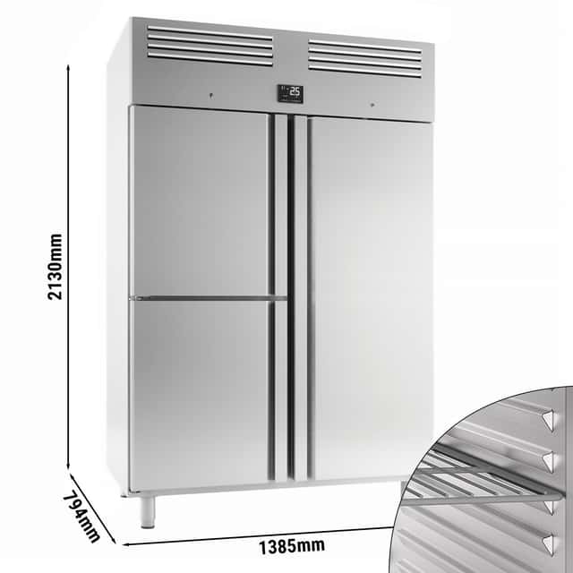 Kühlschrank Edelstahl PREMIUM PLUS - GN 2/1 - 1240 Liter - mit 1 Tür & 2 Halbtüren