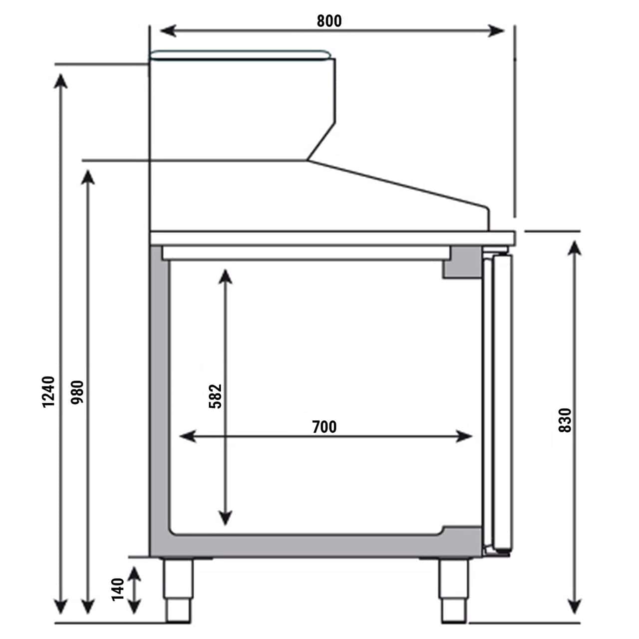 Pizzakühltisch Premium PLUS - 1783x800mm - mit 2 Türen - inkl. Kühlaufsatzvitrine - 7x GN 1/4