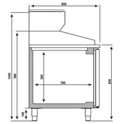 Pizzakühltisch Premium PLUS - 1783x800mm - mit 2 Türen - inkl. Kühlaufsatzvitrine - 7x GN 1/4