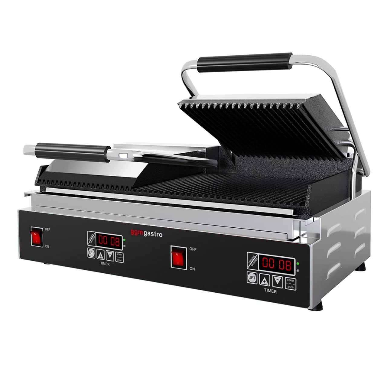 Kontaktgrill - 3,6 kW - Digital - oben & unten Gerillt - Grillfläche: 480x230mm